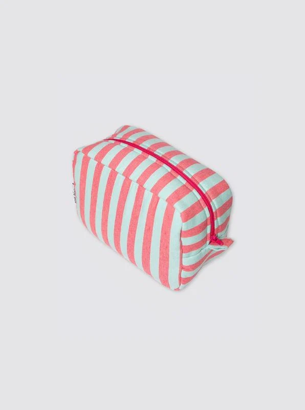Neceser Pequeño Rayas Denim Verde y Rosa - Imagen 3