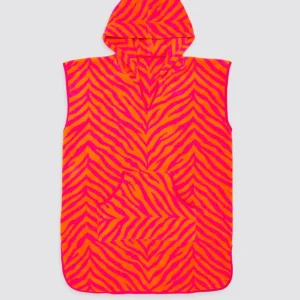 Poncho Playa Bolsillo Animal Print Rosa