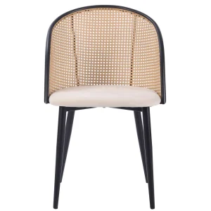 Silla de comedor ratán asiento de terciopelo Enma