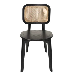 Silla de comedor de madera de olmo negra Ibis